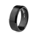 Blackplated Stainless Steel Brushed and High Polished Ring (Size 7)