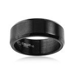 Blackplated Stainless Steel Brushed and High Polished Ring (Size 7)