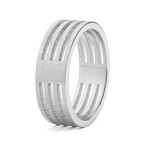 Stainless Steel Brushed Finish 4-Layered Split Ring (Size 8)