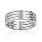 Stainless Steel Brushed Finish 4-Layered Split Ring (Size 8)