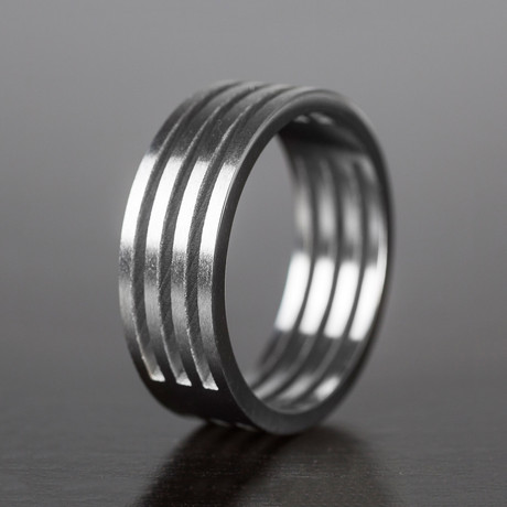 Stainless Steel Brushed Finish 4-Layered Split Ring (Size 8)