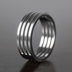 Stainless Steel Brushed Finish 4-Layered Split Ring (Size 8)