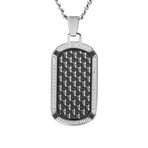 Crucible Stainless Steel Carbon Fiber Dog Tag Pendant