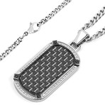 Crucible Stainless Steel Carbon Fiber Dog Tag Pendant