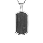 Crucible Black Stainless Steel Dog Tag Pendant // Sandblasted Center