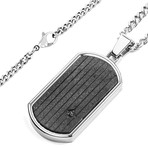 Crucible Black Stainless Steel Dog Tag Pendant // Sandblasted Center