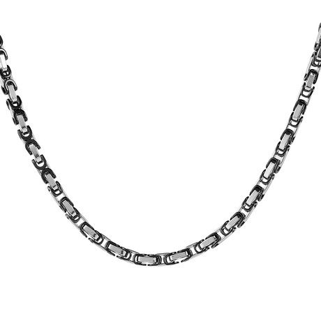 Dual Plated Byzantine Chain Necklace (Black + Silver)