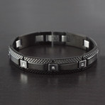 Crucible Black Plated Stainless Steel Diamond-Cut Cubic Zirconia Link Bracelet
