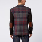 Plaid Contrast Sleeves Blazer // Navy + Grey (XL)