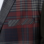 Plaid Contrast Sleeves Blazer // Navy + Grey (L)
