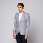 Patterned Linen Blazer // Navy Square (M)