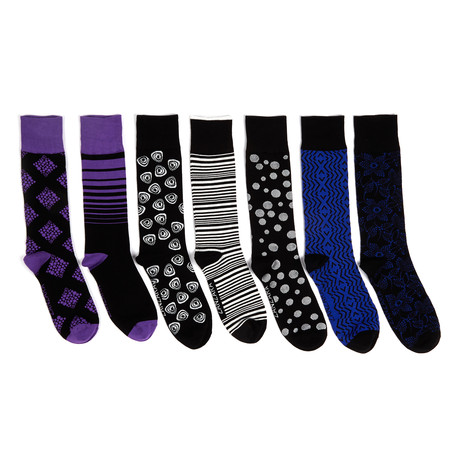 Sock Box // Purple + Black + Blue // Set of 7