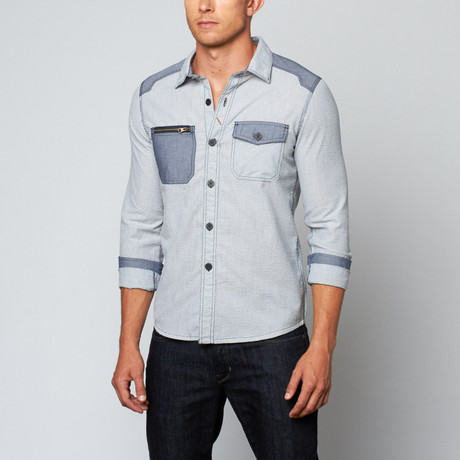 Lee Button-Up Shirt // White + Gray Stripe (S)