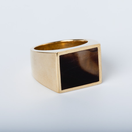 Black Onyx Brass Ring (Size 11)