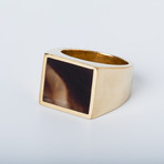 Black Onyx Brass Ring (Size 4)