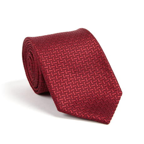 Micro Basketweave Classic Silk Tie // Maroon