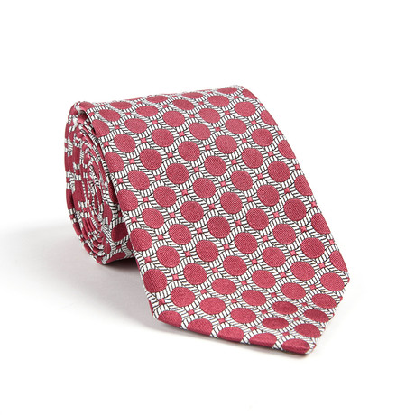 Round Rope Pattern Classic Silk Tie // Maroon