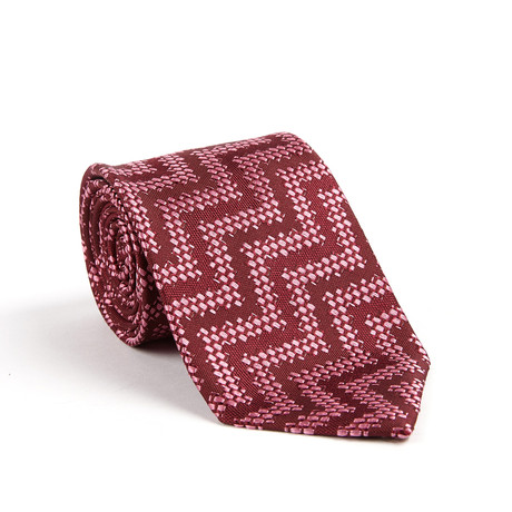 Macro Zig Zag Weave Classic Silk Tie // Burgundy