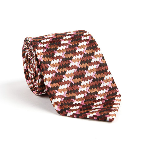 Pixel Classic Silk Tie // Pink + Brown