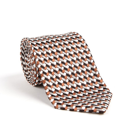 Zig Zag Weave Classic Silk Tie // Rust