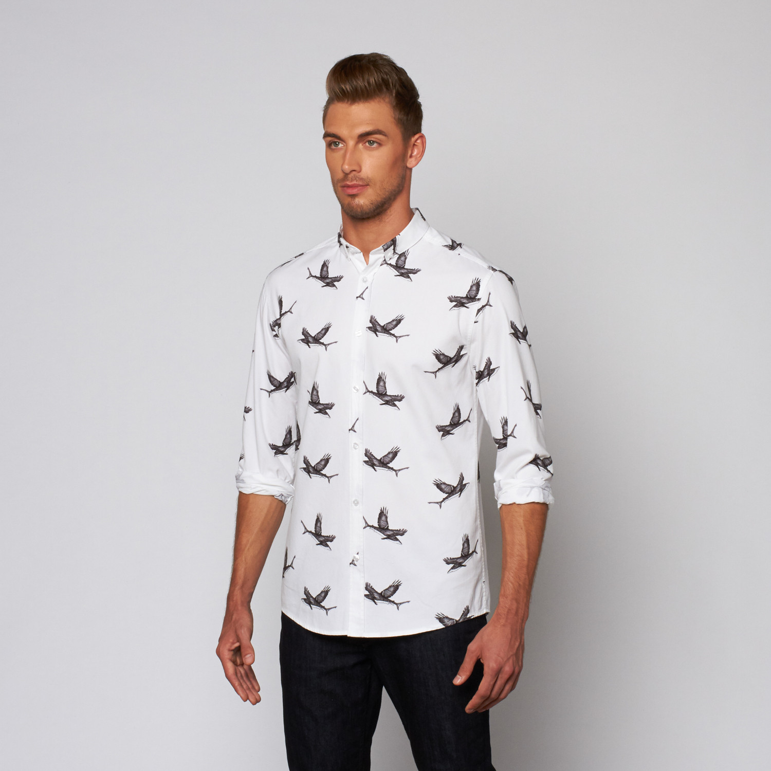 Designer Men Shirt Raven Shirt Unique Buttons up Shirt -   Hong