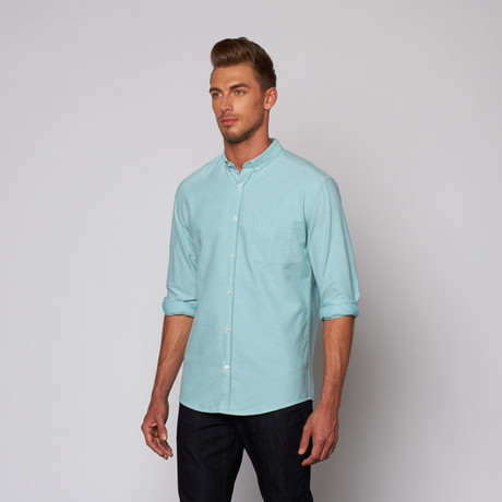 Basic Oxford Button Down Shirt // Lagoon (XS)