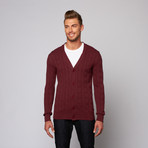 Dawson Cable Knit Cardigan // Burgundy (3XL)