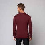 Dawson Cable Knit Cardigan // Burgundy (3XL)