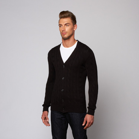 Dawson Cable Knit Cardigan // Black (XS)