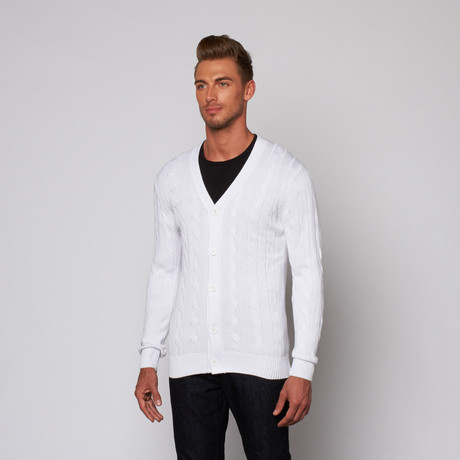 Dawson Cable Knit Cardigan // White (XS)