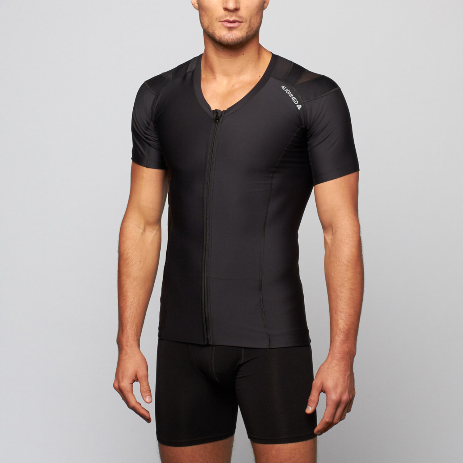 Men's Zipper Posture Shirt 2.0 // Black (L) - AlignMed Athletic