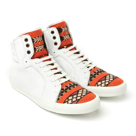 Samrock High Top Sneaker // White + Orange (Euro: 39)