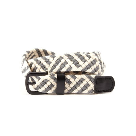 Two Tone Woven Cotton Belt // Beige + Grey