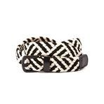 Two Tone Woven Cotton Belt // Beige + Black