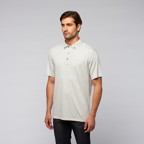 Button-Down Interlock Knit Polo // Chalk (S)