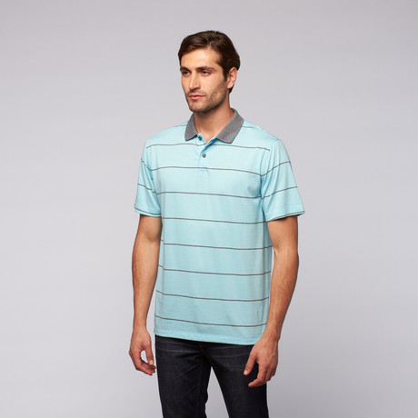 Short-Sleeve Innosoft Stripe Knit Golf Shirt // Aqua (S)