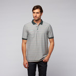 Multi-Color Short-Sleeve Stripe Knit Shirt // Cypress (2XL)