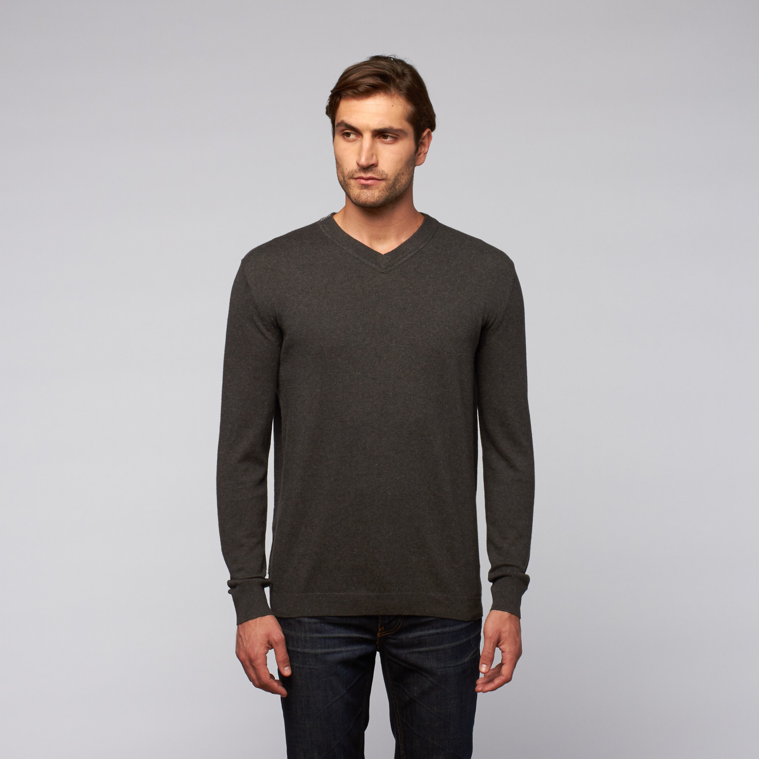 Cotton + Cashmere V-Neck Golf Sweater // Heather Black (S) - Linksoul ...