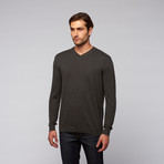 Cotton + Cashmere V-Neck Golf Sweater // Heather Black (S)