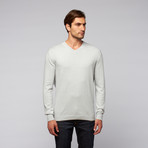 Cotton + Cashmere V-Neck Golf Sweater // Heather Chalk (M)