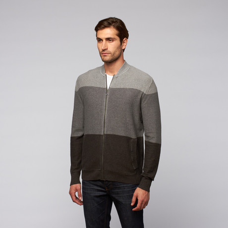 Full-Zip Colorblock Golf Sweater // Heather Grey (S)