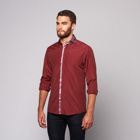 Dress Shirt // Burgundy + Silver (S)