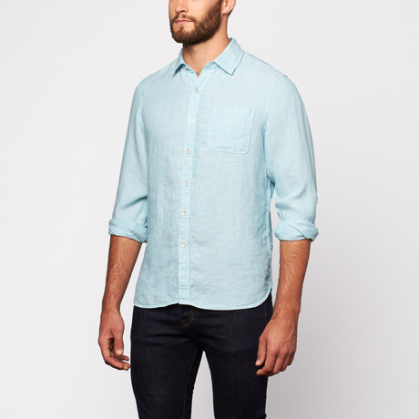 Gramercy Foundry // Top Notch Linen Button Up Shirt // Sea Foam (S)