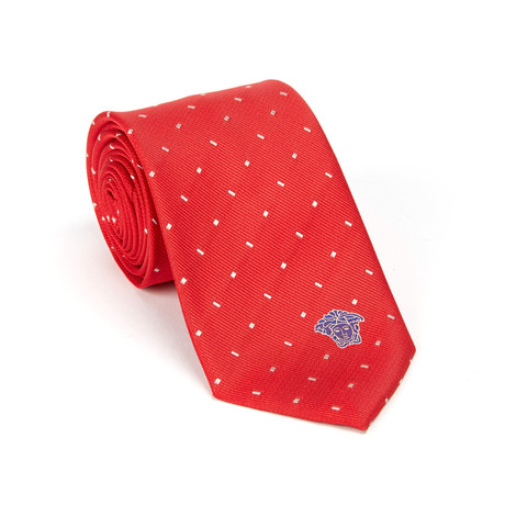 Versace Collection Silk Tie // Red + Silver Rectangle