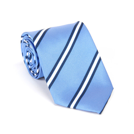 Versace Collection Silk Tie // Blue + Silver Stripe