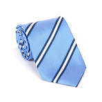Versace Collection Silk Tie // Blue + Silver Stripe