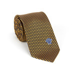 Versace Collection Silk Tie // Navy + Gold Oval Pattern