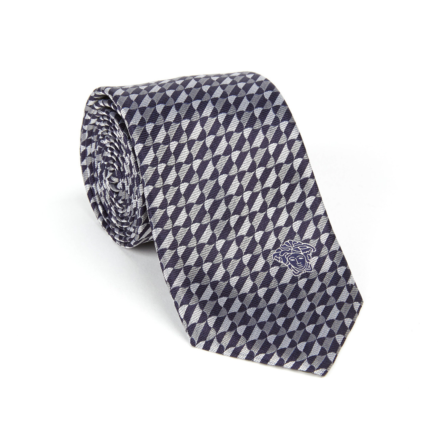 Versace Collection Silk Tie // Navy + Silver Pattern - The Ultimate ...