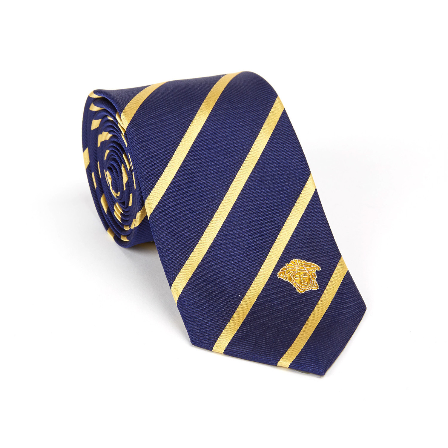 Versace Collection Silk Tie // Blue + Gold Stripe - The Ultimate ...