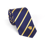 Versace Collection Silk Tie // Blue + Gold Stripe